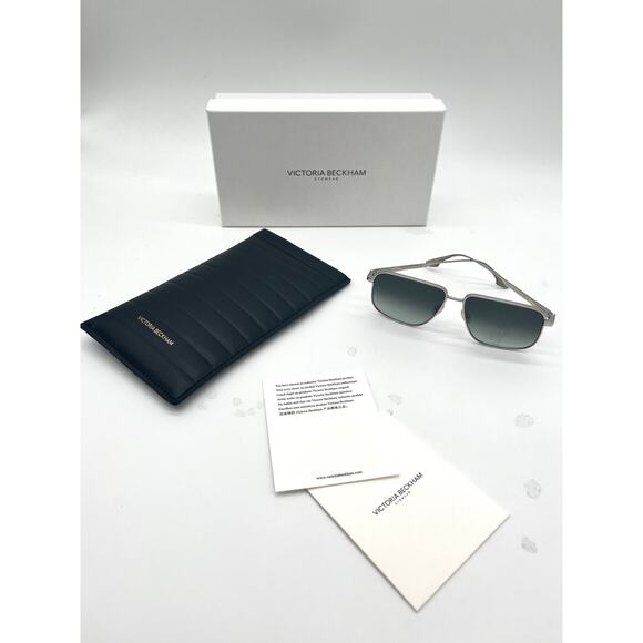 VICTORIA BECKHAM NEW Coin-Edge Navigator Sunglasses, Full Inclusion, Silver